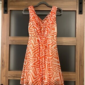 Women’s Orange Geometric Patterned Dress